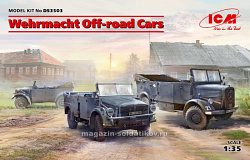 Сборная модель из пластика Внедорожные автомобили Вермахта (Kfz.1, Horch 108 Typ 40, L1500A) (1/35) ICM (DS3503) (DS3503)