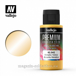 Краска акрил-уретановая Vallejo Premium, Металлик желтый 60 мл, Vallejo Premium