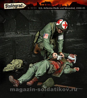 Сборные фигуры из смолы Американский медик и раненый 1/35, Stalingrad - фото