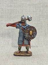 Миниатюра из олова Ярл викингов с молотом, Россия, 54 мм - фото