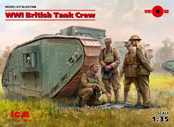 Сборные фигуры из пластика Британский танковый экипаж І МВ, 4 фигуры, (1/35) ICM (35708) (35708)