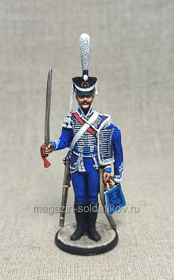 Миниатюра из олова Русский гусар Гродненского полка 1812-15 гг., 54 мм, Студия Большой полк (ИЛ2298.10.02.54) (ИЛ2298.10.02.54)