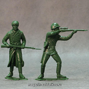 Сборные фигуры из пластика Красная армия, набор из 2-х фигур №1 (зеленые, 150 мм) АРК моделс - фото