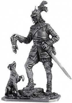 Миниатюра из металла 127. Германский кавалерист с собакой, XVI в. EK Castings