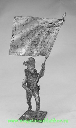 Миниатюра из металла Знаменосец гренадер немецких полков с батальонным знаменем, 54 мм, Россия