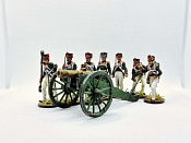 Миниатюра из олова Полупудовый «Единорог» и расчет артиллеристов (семь), 54 мм, Студия Большой полк - фото