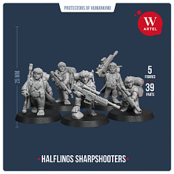Сборные фигуры из смолы Halflings Sharpshooters, 28 мм, Артель авторской миниатюры «W»