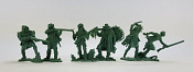 Солдатики из мягкого резиноподобного пластика Трапперы, набор 6 шт, зеленый цвет 1:32, Солдатики Публия - фото