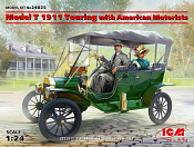 24025 Model T 1911 Touring c американскими автолюбителями, 1:24, ICM											