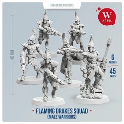 Сборные фигуры из смолы Flaming Drakes Squad, 28 мм, Артель авторской миниатюры «W»
