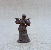 Материал - двухкомпонентный пластик Горожанка с корзинами, 40 мм (смола, серый), Воины и битвы - фото