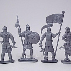 Солдатики из пластика Пешие половцы 54 мм (8 шт, серебристый цвет, в кор), Воины и битвы