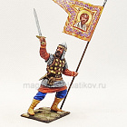 Миниатюра из олова Русский ратник со стягом XII-XIII вв., 54 мм, Студия Большой полк (ИЛ0670.07.03.54) (ИЛ0670.07.03.54)