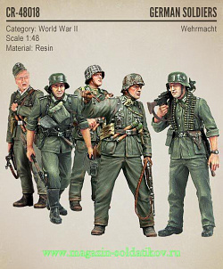 Сборная миниатюра из смолы CR 48018 Немецкие солдаты, Вторая мировая война (5 фигур) 1:48, Corsar Rex
