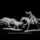 Сборная миниатюра из смолы Охота на бизона II, 54 мм, Altores Studio