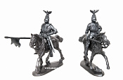 Солдатики из пластика Рыцарь (орел на шлеме) с мечом и копьем, всадник - фото