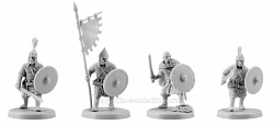 Сборная миниатюра из смолы Русь, набор №1, 4 фигуры, 28 мм, V&V miniatures