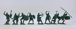 Солдатики из мягкого резиноподобного пластика Скифы, набор 8 шт, зеленый, 1:32, Солдатики Публия