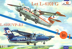 Сборная модель из пластика Самолет Л-410 FG & Л-410UVP-E3 (2 набора в коробке) Amodel (1/144)