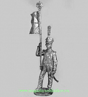 Миниатюра из олова Знаменосец гвардейской морской пехоты, Франция, 1810 г., 54 мм, Россия - фото