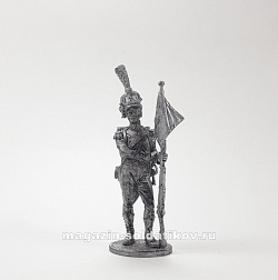 Миниатюра из олова Сержант карабинеров 8-го лёгкого полка с ротным фаньоном. Франция, 1809-12. 54 мм EK Castings