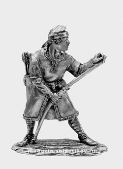 Миниатюра из олова Норманский лучник натягивающий тетиву, 54 мм, Солдатики Публия