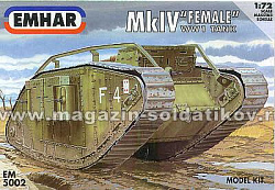 Сборная модель из пластика MK IV «Female» WWI heavy tank Decals: British/captured Germ, 1:72, Emhar