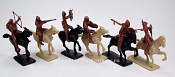 Солдатики из пластика Mounted Sioux 6 in 6 poses w/horses (red brown), 1:32 ClassicToySoldiers - фото