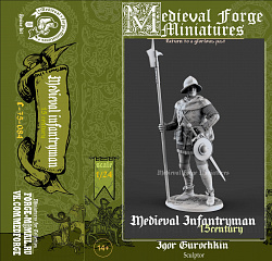 Сборная миниатюра из смолы Средневековый пехотинец, 75 mm (1:24) Medieval Forge Miniatures