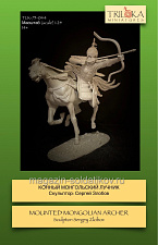 Сборная миниатюра из смолы Конный монгольский лучник, 75 мм, TRILOKA MINIATURES - фото