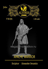 Сборная миниатюра из смолы Воин Апачи, 54 мм Altores Studio - фото