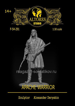 Сборная миниатюра из смолы Воин Апачи, 54 мм Altores Studio (F-54-291) (F-54-291 )