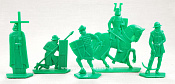 Солдатики из пластика Ледовое побоище.Тевтоны, 54 мм (4+1 шт, пластик, зеленый), Воины и битвы - фото