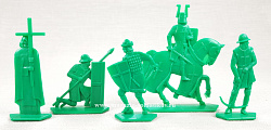 Солдатики из пластика Ледовое побоище.Тевтоны, 54 мм (4+1 шт, пластик, зеленый), Воины и битвы