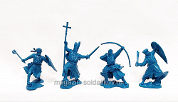 Солдатики из мягкого резиноподобного пластика Рыцари-крестоносцы (4 шт, цвет синий) 1:32, Солдатики Публия (RCRAFT007) (RCRAFT007)