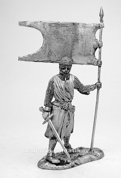 Миниатюра из олова 251 РТ Сержант с флагом, 54 мм, Ратник