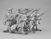 1704-03 Русские мушкетеры в атаке, 6 фигур, 28 мм, 1704