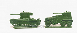 Солдатики из пластика Т-26 и БА-10 (2 шт, хаки) Воины и битвы (CN316-1) (CN316-1)
