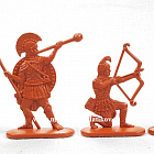 Солдатики из пластика Воины древней Эллады, набор №2 (12 шт, терракотовый) 52 мм, Солдатики ЛАД