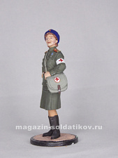 Миниатюра в росписи Девушка-санинструктор, сержант Красной армии. 1943-45 гг. СССР, 1:32, Сибирский партизан - фото