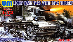 Сборная модель из пластика Советский легкий танк T-26/БТ-2 легкий танк UM technics (1/72)