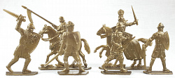 Солдатики из пластика Барон Хлодомир и его люди 54 мм ( 4+2 шт, бронзовый цвет), Воины и битвы