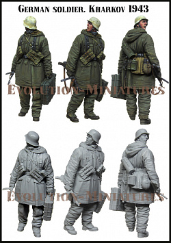 Сборная фигура из смолы ЕМ 35206 Немецкий солдат, Харьков 1943 г. 1:35, Evolution