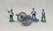 Солдатики из пластика в росписи Французская пушка с расчетом, набор - 4 шт., Italeri - фото