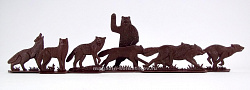 Солдатики из пластика Животные (6+1 шт, коричневый цвет), Воины и битвы