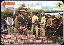 Солдатики из пластика Cresout Long Tom 155 mm with Boer Crew (1/72) Strelets (А014) (А014)