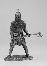 Миниатюра из металла Тяжеловооруженный русский дружинник, 14 век. 54 мм, Солдатики Публия - фото