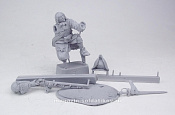 Сборная миниатюра из смолы Пеший фузилер, стреляющий стоя на одном колене. Армия Петра I (54мм), Три богатыря - фото