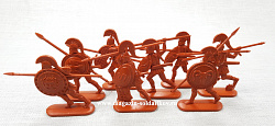Солдатики из пластика Воины древней Эллады, набор №1 (8 шт, терракотовый) 52 мм, Солдатики ЛАД