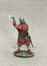 Миниатюра из олова Новгородский ратник с топором, Россия, 54 мм - фото